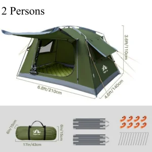 Backpacking Tent for Camping: Portable 1-2 Person Hiking Waterproof - Thumbnail Image 2