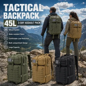 Tactical Hiking Backpack Molle Mountaineering Water Resistant - Thumbnail Image 2