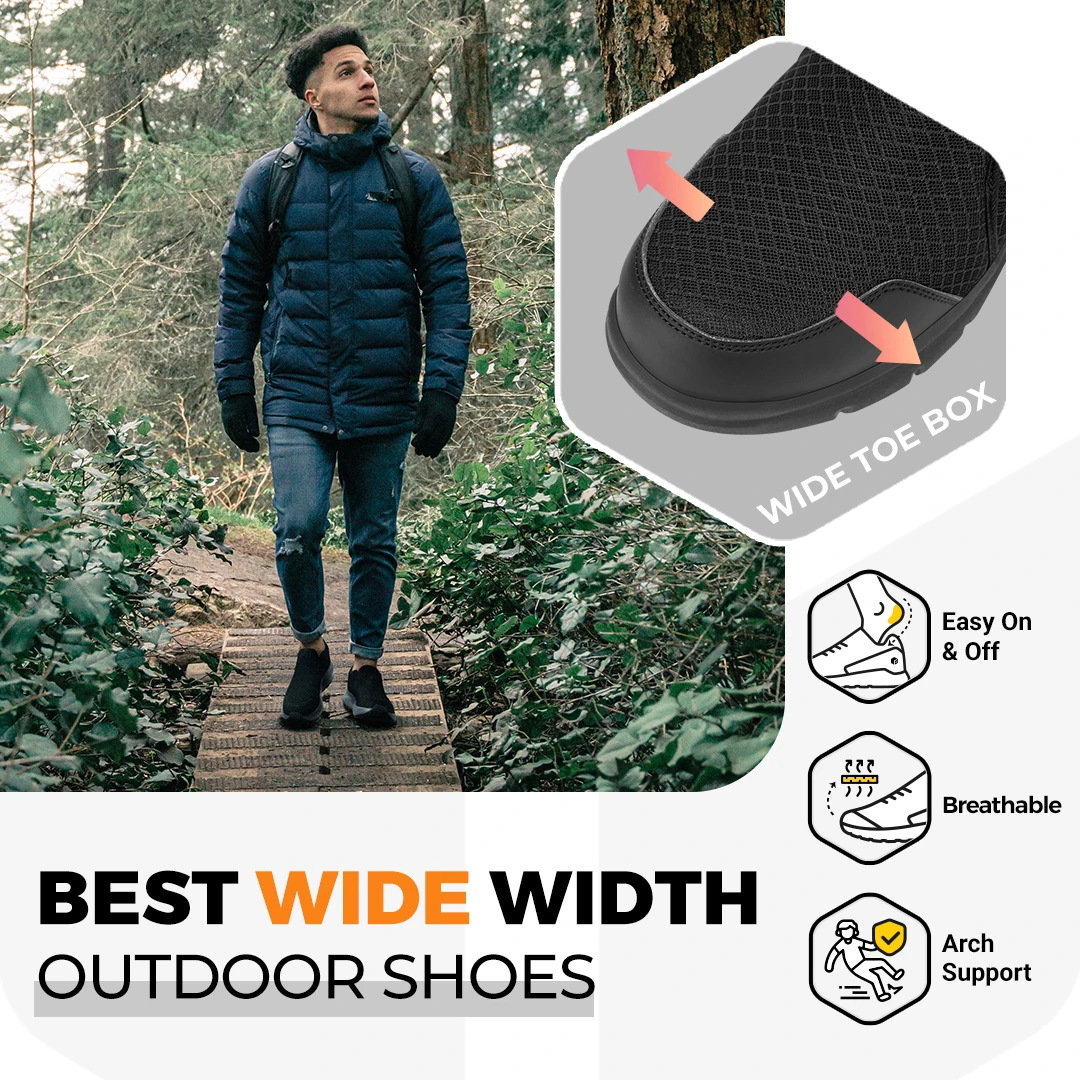 Men Extra Wide Slip On Hiking Loafers, - Image 3