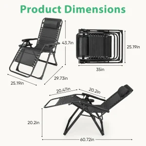 Zero Gravity Recliner Camping Patio Lounge Chair