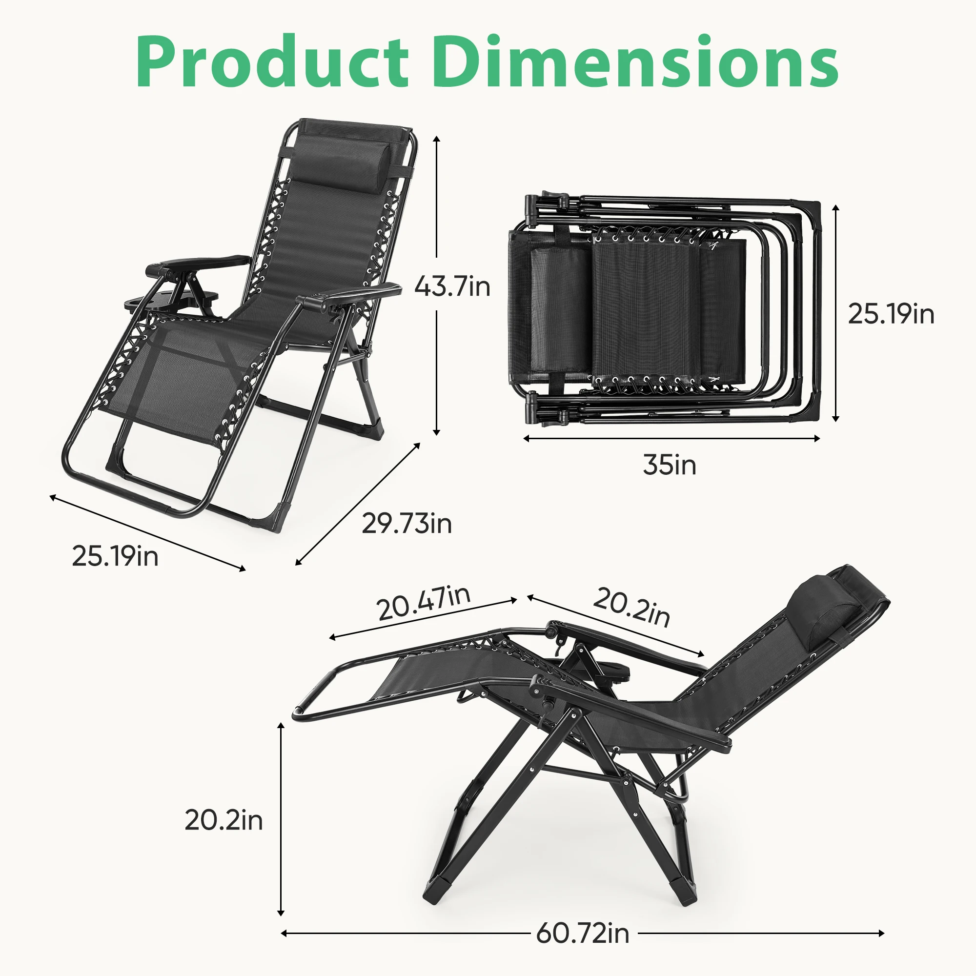 Zero Gravity Recliner Camping Patio Lounge Chair - Image 1