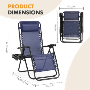Outdoor Zero Gravity Chairs Set of 2 Folding Recliner - Thumbnail Image 3
