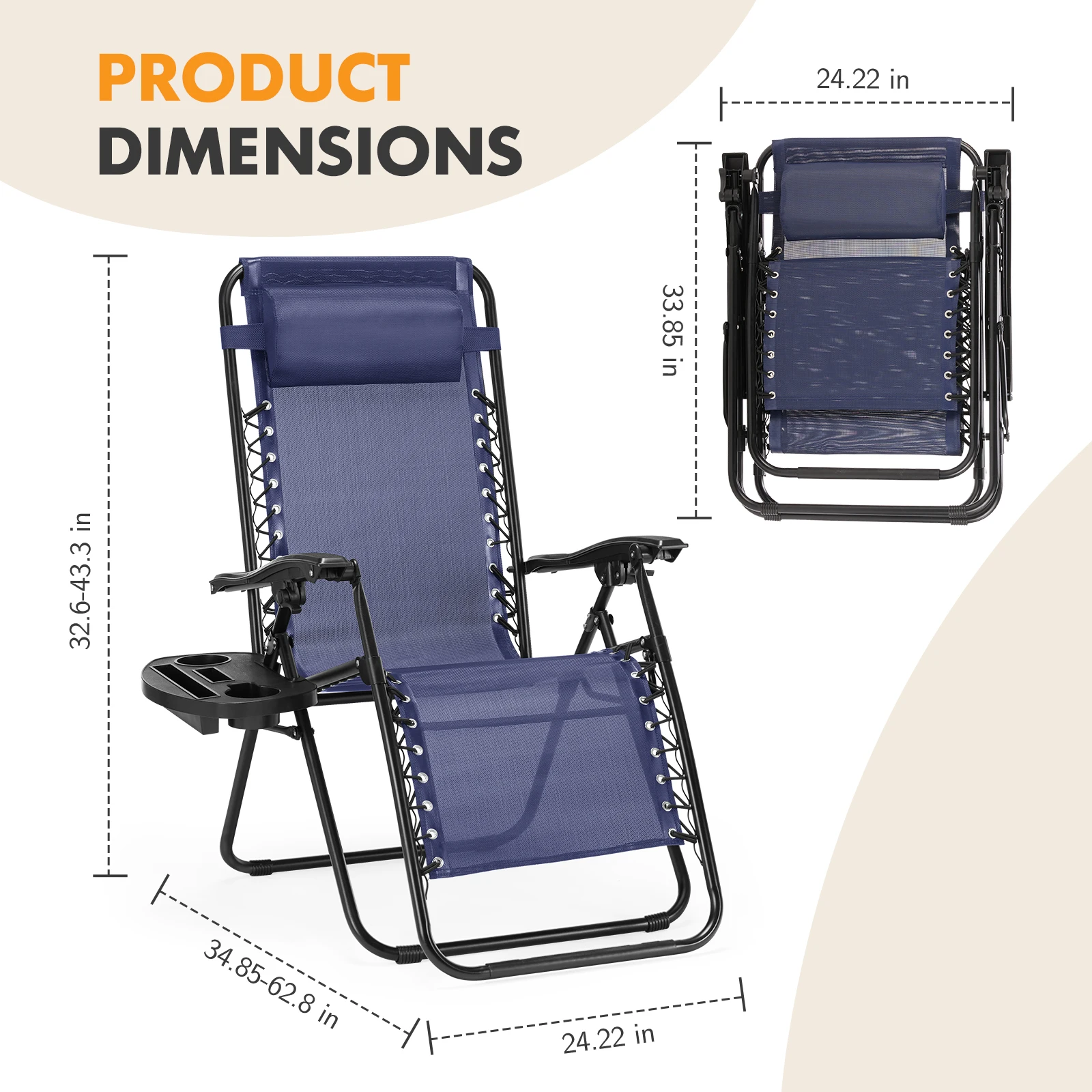Outdoor Zero Gravity Chairs Set of 2 Folding Recliner - Image 3