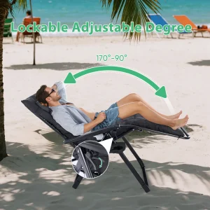 Zero Gravity Recliner Camping Patio Lounge Chair - Thumbnail Image 2