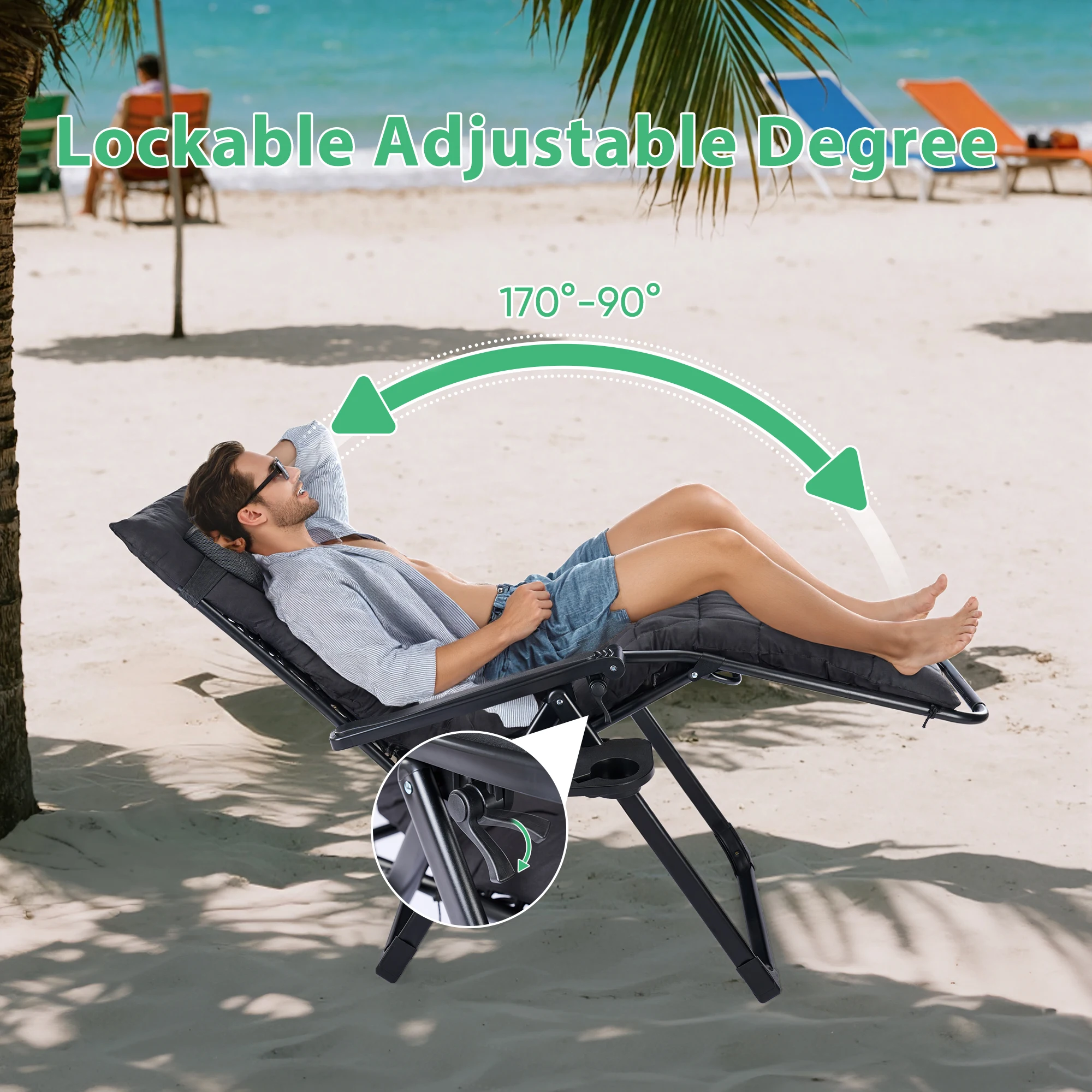 Zero Gravity Recliner Camping Patio Lounge Chair - Image 2