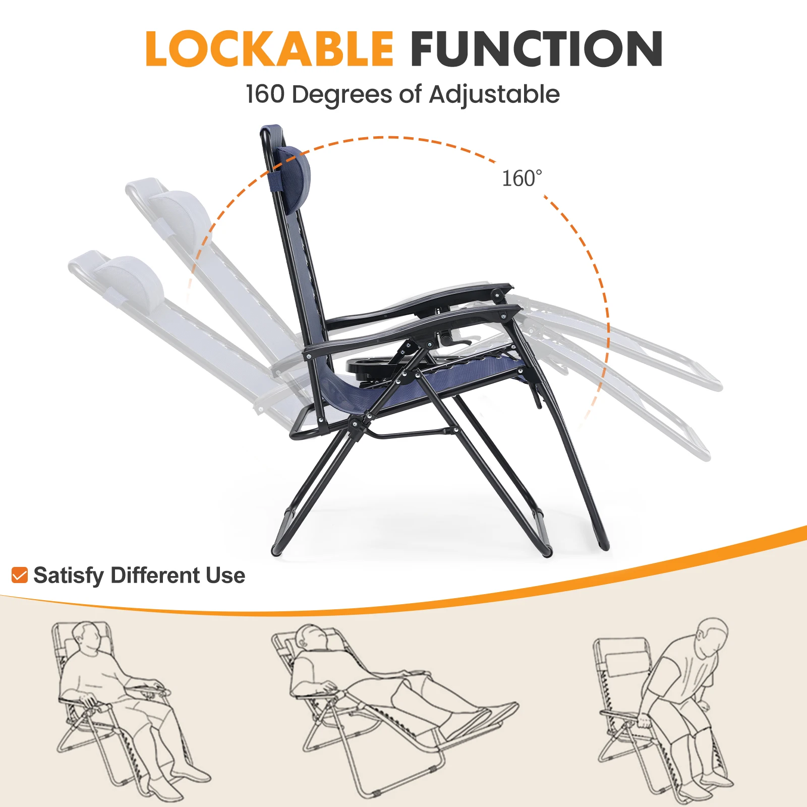 Outdoor Zero Gravity Chairs Set of 2 Folding Recliner - Image 2