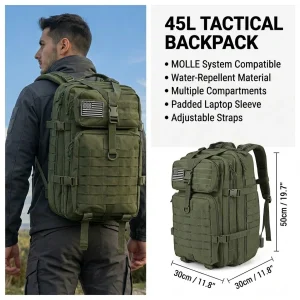 Tactical Hiking Backpack Molle Mountaineering Water Resistant