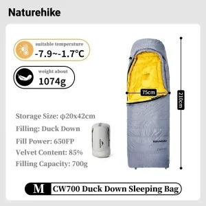 Ultralight 650FP Duck Down Sleeping Bag 4 Seasons - Thumbnail Image 4