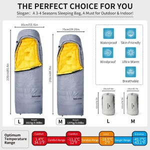 Ultralight 650FP Duck Down Sleeping Bag 4 Seasons