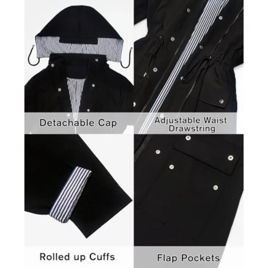 Lephsnt Rain Coats for Women Waterproof Rain Jacket - Image 3
