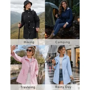 Lephsnt Rain Coats for Women Waterproof Rain Jacket - Thumbnail Image 2