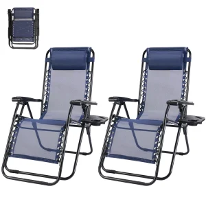 Outdoor Zero Gravity Chairs Set of 2 Folding Recliner