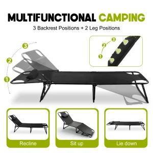 Adjustable Folding Camping Lounge Chair with Removable Soft Cushion, - Thumbnail Image 2
