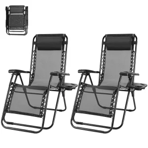 Outdoor Zero Gravity Chairs Set of 2 Folding Recliner - Thumbnail Image 4