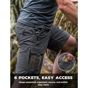 Men's Hiking Cargo Shorts 9"/10" Quick Dry Lightweight Waterproof - Thumbnail Image 3