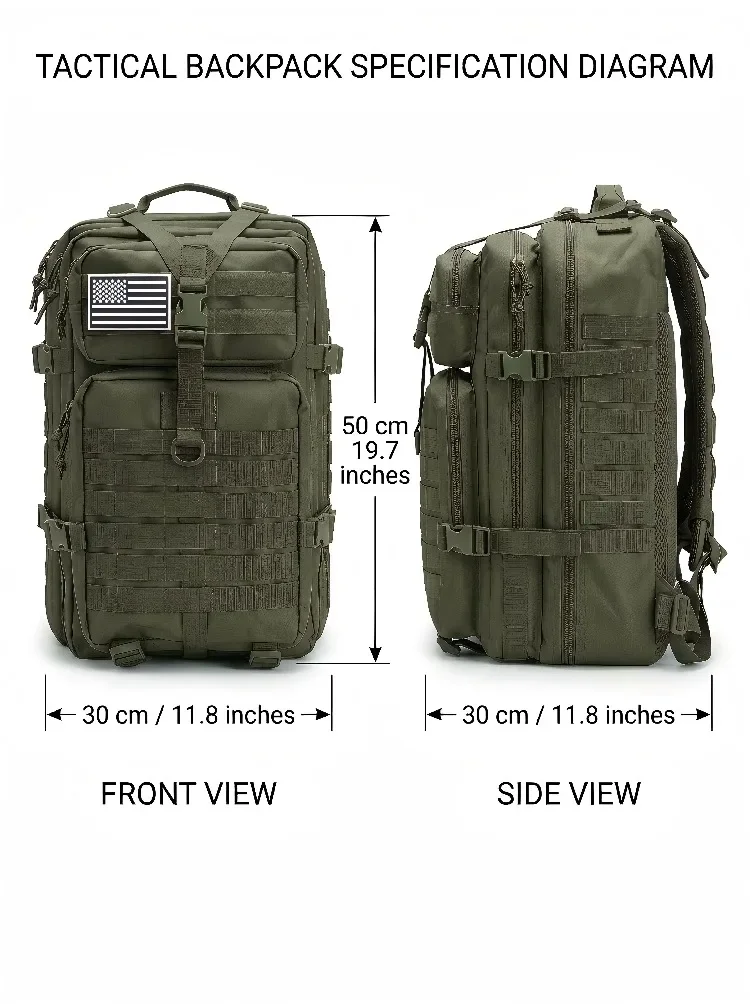 Tactical Hiking Backpack Molle Mountaineering Water Resistant - Image 5
